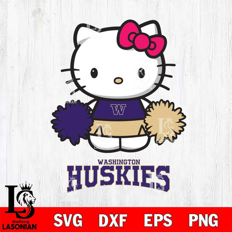 Washington Huskies Hello Kitty Cheerleader 2 Svg Eps Dxf Png File, Digital Download, Instant Download