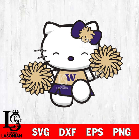 Washington Huskies Hello Kitty Cheerleader Svg Eps Dxf Png File, Digital Download, Instant Download