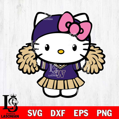 Washington Huskies Hello Kitty Cheerleader 5 Svg Eps Dxf Png File, Digital Download, Instant Download