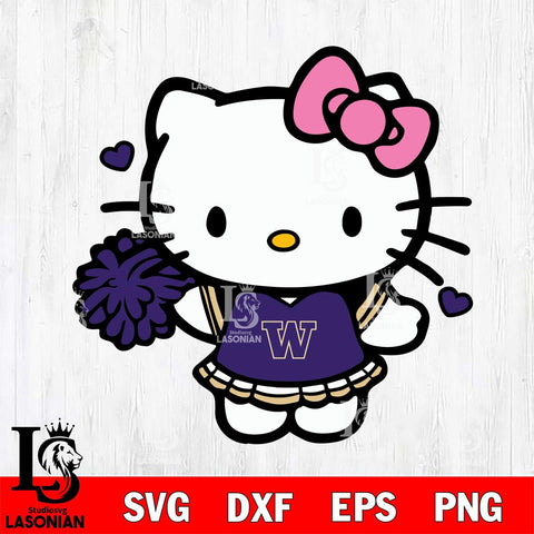 Washington Huskies Hello Kitty Cheerleader 6 Svg Eps Dxf Png File, Digital Download, Instant Download