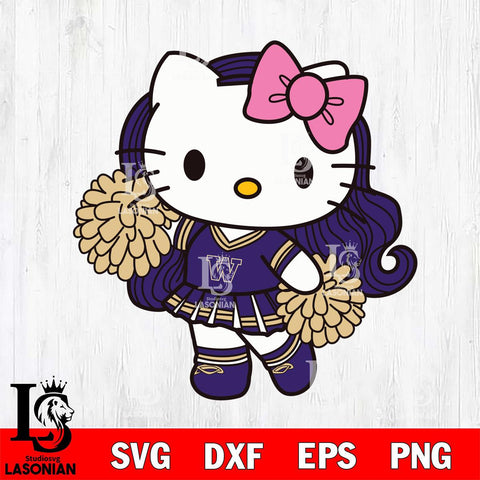 Washington Huskies Hello Kitty Cheerleader 7 Svg Eps Dxf Png File, Digital Download, Instant Download