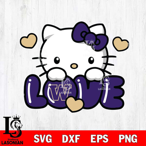 Washington Huskies Hello Kitty Love Svg Eps Dxf Png File, Digital Download, Instant Download