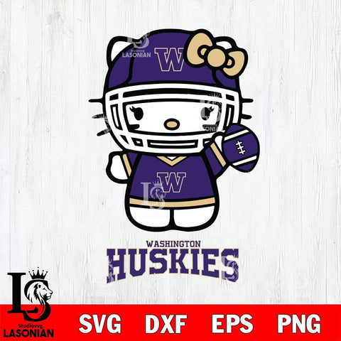 Washington Huskies Hello Kitty NCAA 1 Svg Eps Dxf Png File, Digital Download, Instant Download