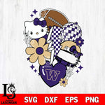 Washington Huskies Hello Kitty NCAA 2 Svg Eps Dxf Png File, Digital Download, Instant Download