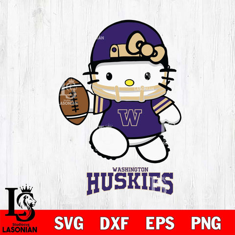 Washington Huskies Hello Kitty NCAA 4 Svg Eps Dxf Png File, Digital Download, Instant Download