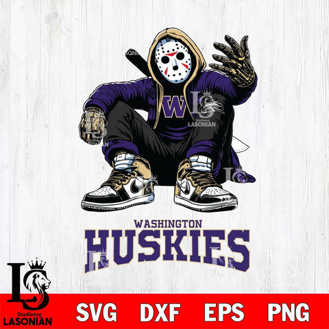 Washington Huskies Jason Voorhees Halloween SVG Svg Eps Dxf Png File, Digital Download, Instant Download