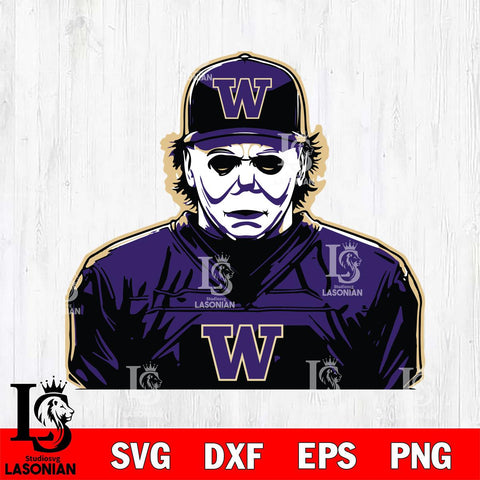 Washington Huskies Michael Myers Horror Halloween Svg Eps Dxf Png File, NCAA svg, Digital Download, Instant Download