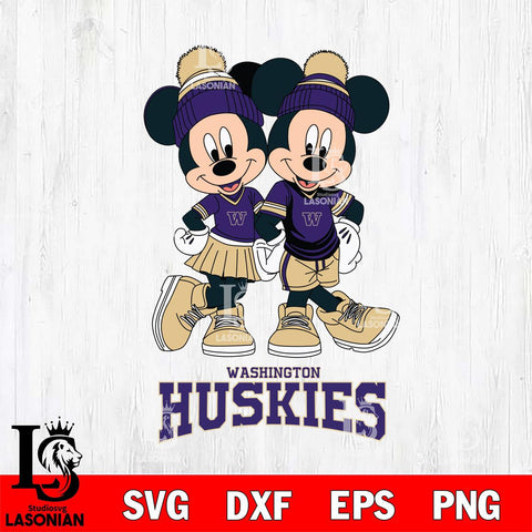 Washington Huskies Mickey And Minnie Mouse Football Svg Eps Dxf Png File, NCAA svg , File Cut , Digital Download , Instant Download, Cut Svg Files