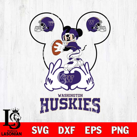 Washington Huskies Mickey Heart Rugby Svg Eps Dxf Png File, Digital Download ,Instant Download, Cricut File