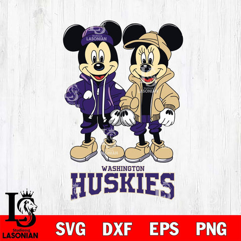 Washington Huskies Mickey Minnie Mouse Football Svg Eps Dxf Png File, NCAA svg , File Cut , Digital Download , Instant Download, Cut Svg Files