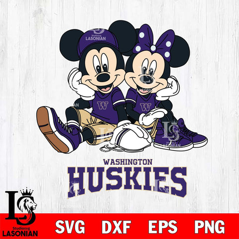 Washington Huskies Mickey Minnie Mouse Football Sit Svg Eps Dxf Png File, NCAA svg , File Cut , Digital Download , Instant Download, Cut Svg Files