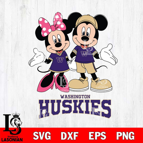 Washington Huskies Mickey Minnie Mouse Sport Svg Eps Dxf Png File, NCAA svg , File Cut , Digital Download , Instant Download, Cut Svg Files