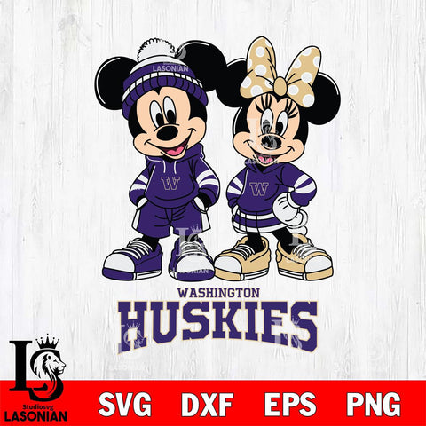 Washington Huskies Mickey Minnie Rugby Hoodie Svg Eps Dxf Png File, NCAA svg , File Cut , Digital Download , Instant Download, Cut Svg Files