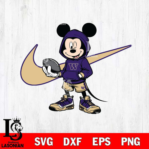 Washington Huskies Mickey Wearing Hoodie Sport Svg Eps Dxf Png File, NCAA svg, Digital Download, Instant Download