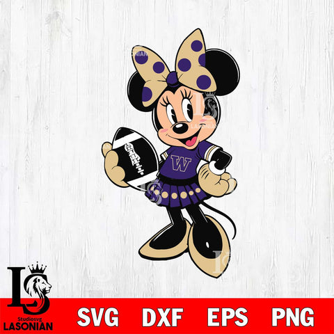 Washington Huskies Minnie Mouse Svg Eps Dxf Png File, NCAA svg, Digital Download, Instant Download