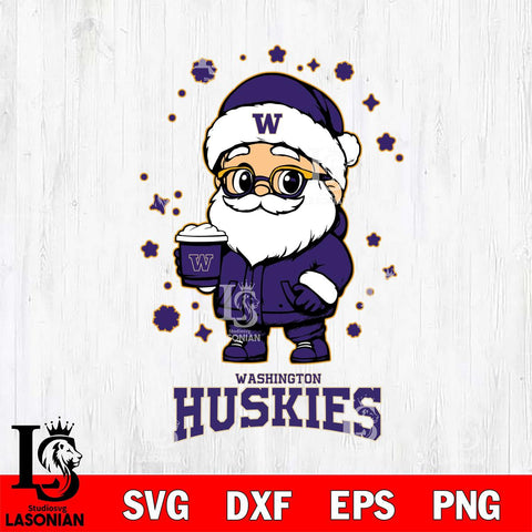 Washington Huskies Santa Claus Coffe Svg dxf eps png pdf file,NCAA svg,Digital Download,Cricut file