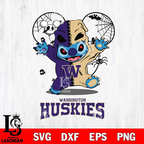 Washington Huskies Stitch Horror Halloween 2 Svg Eps Dxf Png File, Digital Download, Instant Download