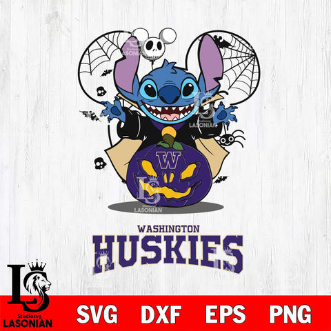 Washington Huskies Stitch Horror Halloween Svg Eps Dxf Png File, Digital Download, Instant Download