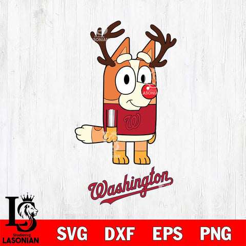 Washington Nationals Bluey Chilli Christmas Deer Svg Eps Dxf Png File, Digital Download