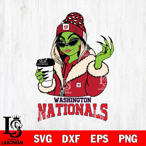 Washington Nationals Boujee Grinch Girls Christmas Cut Files Cricut, Svg Dxf Eps Png file , Silhouette