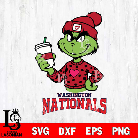 Washington Nationals Boujee Grinch Heart Christmas Cut Files Cricut, Svg Dxf Eps Png file , Silhouette