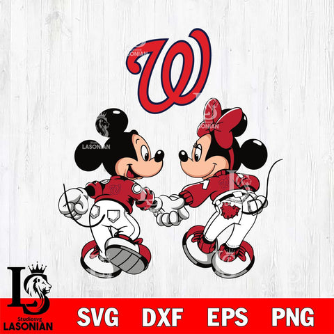 Washington Nationals Fan Minnie And Mickey Love Svg Eps Dxf Png File, Digital Download, Instant Download