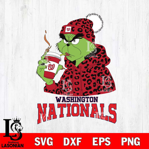 Washington Nationals Grinch Leopard Christmas Cut Files Cricut, Svg Dxf Eps Png file , Silhouette