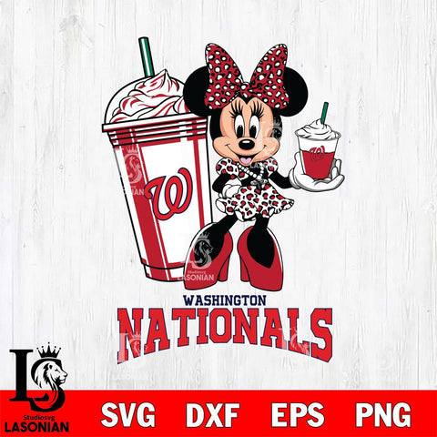 Washington Nationals Minnie Mouse Fan And Coffee Svg Eps Dxf Png File, Digital Download, Instant Download