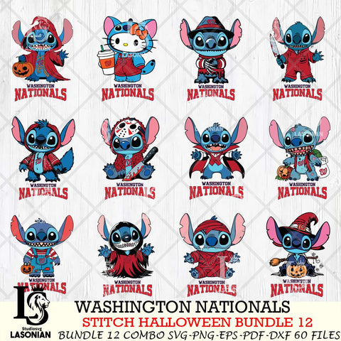 Washington Nationals Stitch Horror Bundle 12 SVG Svg Eps Dxf Png File, MLB svg, Digital Download, Instant Download