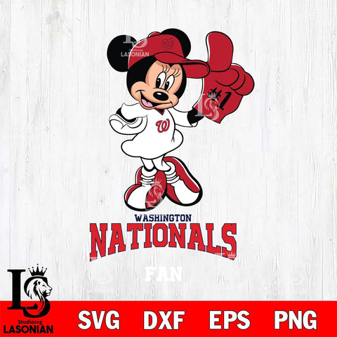 Washington Nationals #1 Fan Minnie Mouse Svg Eps Dxf Png File, Digital Download, Instant Download