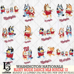 Washington Nationals  Bluey Dance MLB Bundle 12 SVG Eps Dxf Png File, Digital Download, Instant Download