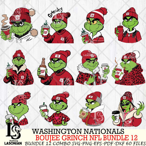 Washington Nationals  Boujee Grinch MLB Bundle 12 SVG Eps Dxf Png File, Digital Download, Instant Download