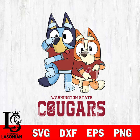 Washington State Cougars Bluey & Bingo Svg Eps Dxf Png File, NCAA svg, Digital Download, Instant Download