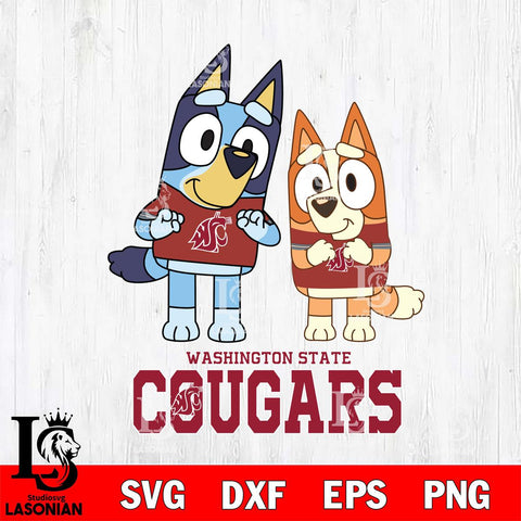 Washington State Cougars Bluey & Bingo 6 Svg Eps Dxf Png File, NCAA svg, Digital Download, Instant Download