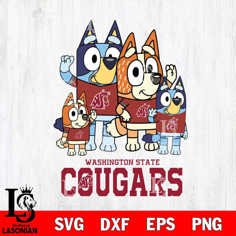 Washington State Cougars Bluey & Bingo 7 Svg Eps Dxf Png File, NCAA svg, Digital Download, Instant Download