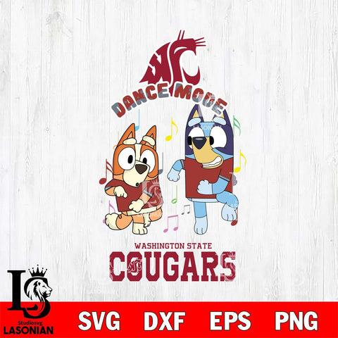 Washington State Cougars Bluey Bingo Dance Mode Svg Eps Dxf Png File, NCAA svg, Digital Download, Instant Download