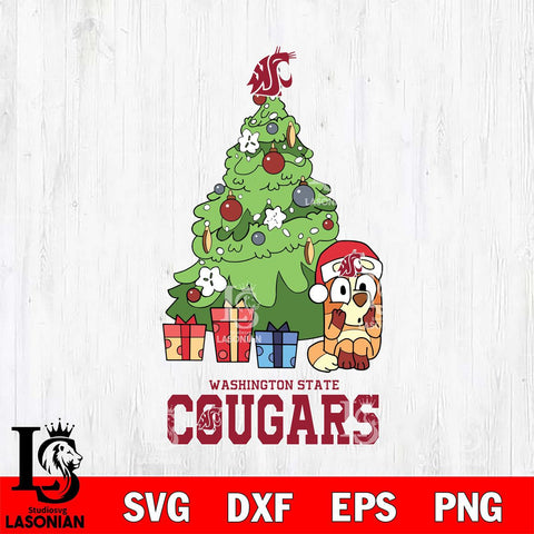 Washington State Cougars Bluey Chilli Christmas Tree Svg Eps Dxf Png File, Digital Download