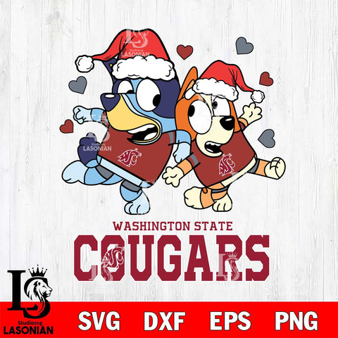 Washington State Cougars Bluey Christmas NFL Svg Eps Dxf Png File, Digital Download