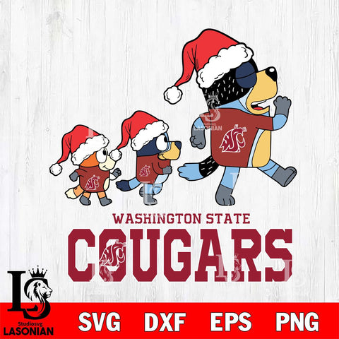 Washington State Cougars Bluey Family Christmas Svg Eps Dxf Png File, Digital Download