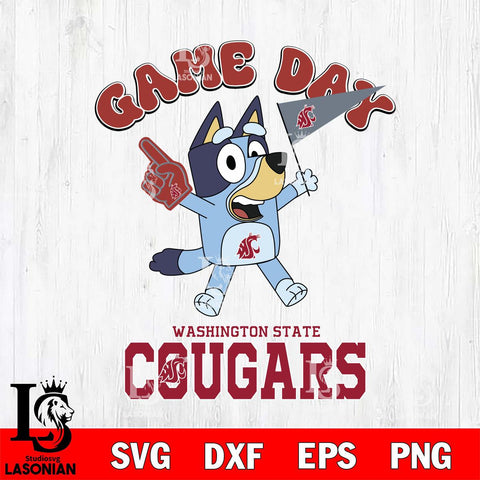 Washington State Cougars Bluey Game Day Svg Eps Dxf Png File, Digital Download, Instant Download