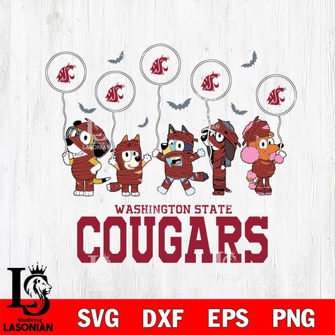 Washington State Cougars Bluey Halloween Spooky Svg Eps Dxf Png File, Digital Download, Instant Download