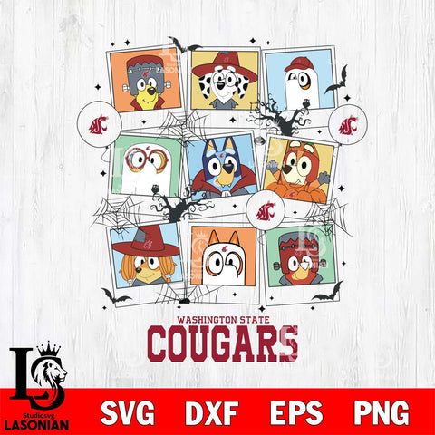 Washington State Cougars Bluey Halloween Sport Svg Eps Dxf Png File, Digital Download, Instant Download