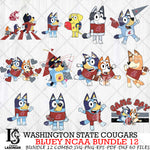 Washington State Cougars Bluey NCAA Bundle 12 Svg Eps Dxf Png File, Digital Download, Instant Download