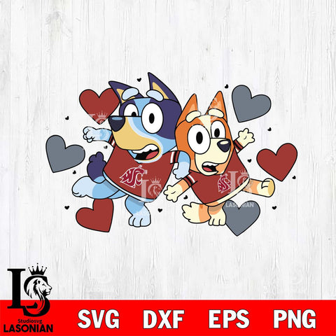 Washington State Cougars Bluey heart Svg Eps Dxf Png File, Digital Download, Instant Download