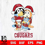 Washington State Cougars Christmas Bluey Family Sport Cut Files,Bluey Cricut,Christmas Svg , Bluey svg , Digital Download, dxf eps png pdf file