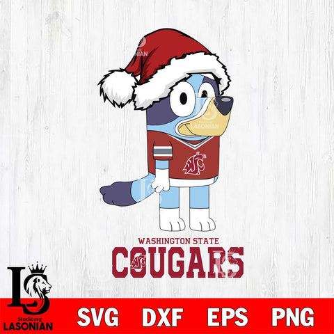 Washington State Cougars Christmas Bluey Hat Cut Files,Bluey Cricut,Christmas Svg , Bluey svg , Digital Download, dxf eps png pdf file