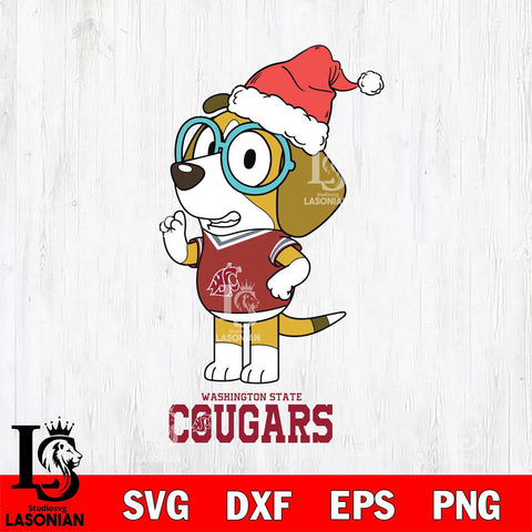 Washington State Cougars Christmas Bluey Honey Sport Cut Files,Bluey Cricut,Christmas Svg , Bluey svg , Digital Download, dxf eps png pdf file