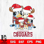 Washington State Cougars Christmas Bluey Santa Family Cut Files,Bluey Cricut,Christmas Svg , Bluey svg , Digital Download, dxf eps png pdf file