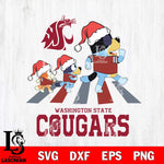 Washington State Cougars Christmas Family Bluey Walking Cut Files,Bluey Cricut,Christmas Svg , Bluey svg , Digital Download, dxf eps png pdf file