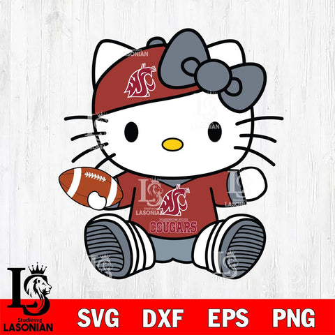 Washington State Cougars Cute Hello Kitty Football 11 Svg Eps Dxf Png File, NCAA svg, Digital Download, Instant Download